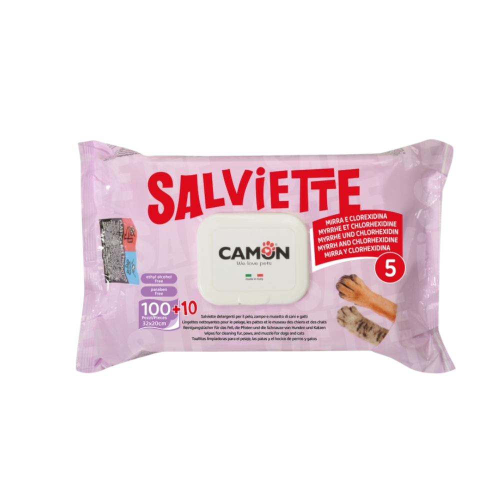 Camon - Salviette Detergenti per Cani e Gatti Latte e Miele Confezione 110 Pezzi OFFERTA