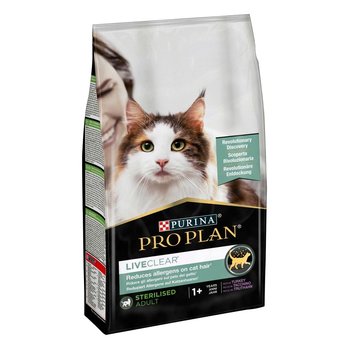Purina - PRO PLAN LiveClear Crocchette per Gatti Sterilizzati Tacchino Riduce gli Allergeni Confezione 1,4 Kg
