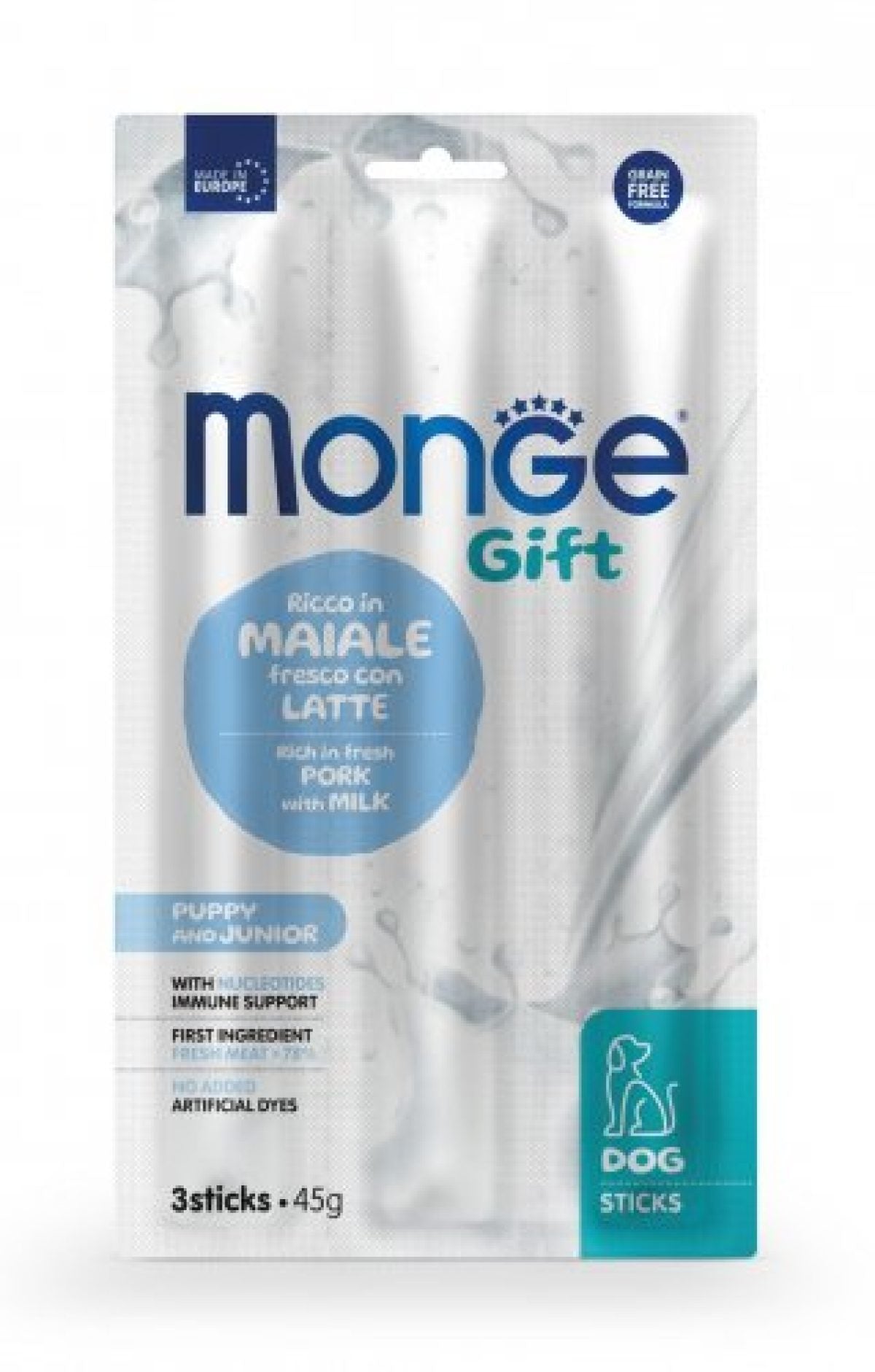 Monge - Gift Snack Cane Latte e Maiale per Cuccioli Confezione 3 Snack