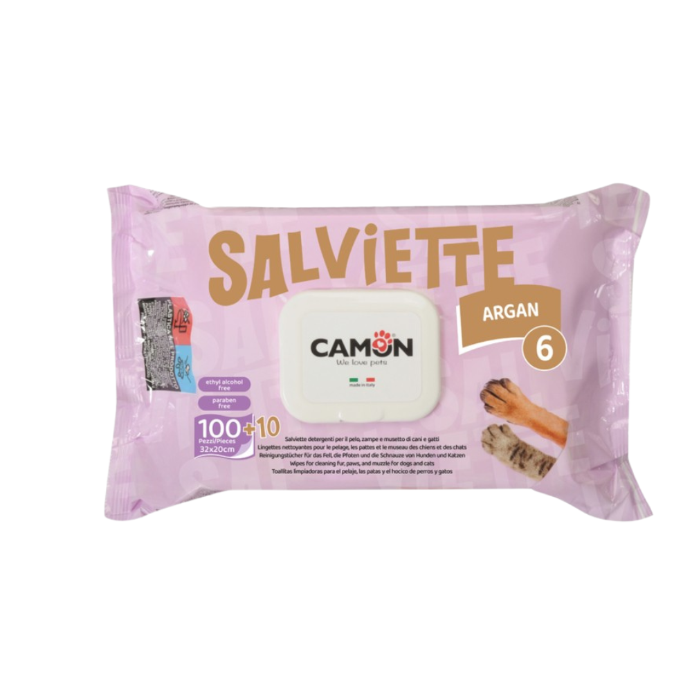 Camon - Salviette Detergenti per Cani e Gatti Latte e Miele Confezione 110 Pezzi OFFERTA