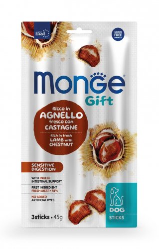 Monge - Gift Snack Cane Castagna e Agnello Benessere Intestinale Confezione 3 Snack