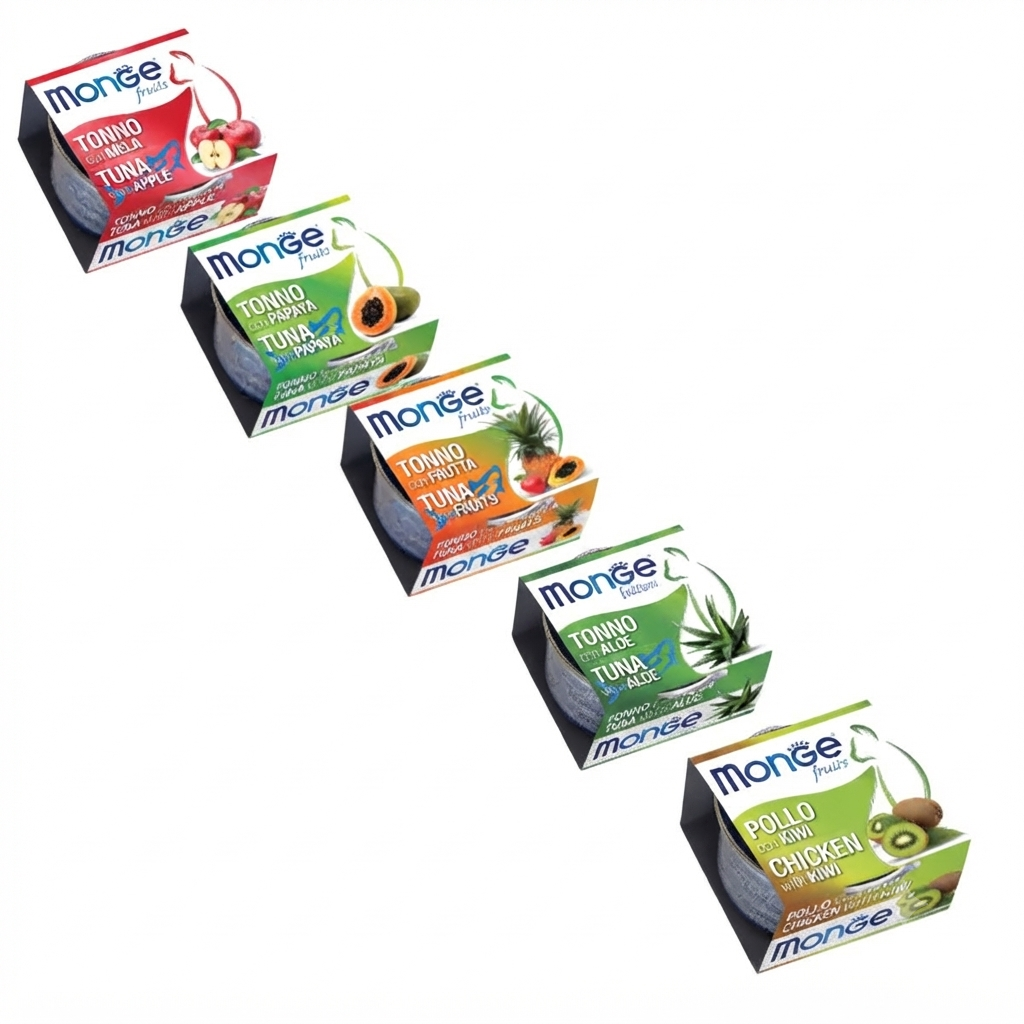 Monge - Fruits Umido per Gatti Adulti con Frutta Pollo e Ananas Confezione 80 Gr