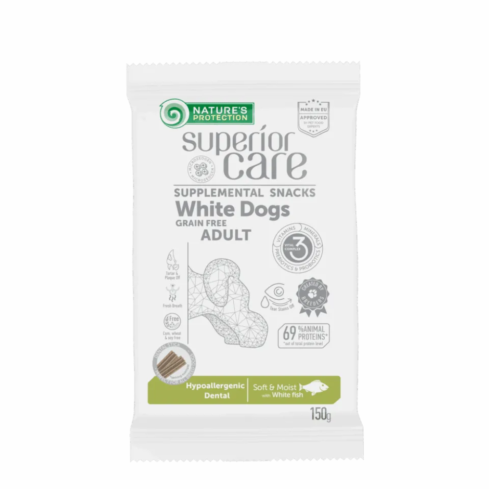 Nature's Protection - Superior Care Snack Grain Free Pesce Bianco per Cani Adulti Confezione 150 Gr