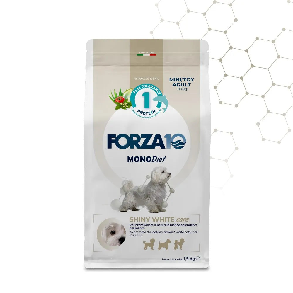 Forza10 - Shiny White Care Mini/Toy Adult Crocchette per Cani Confezione 1,5 Kg