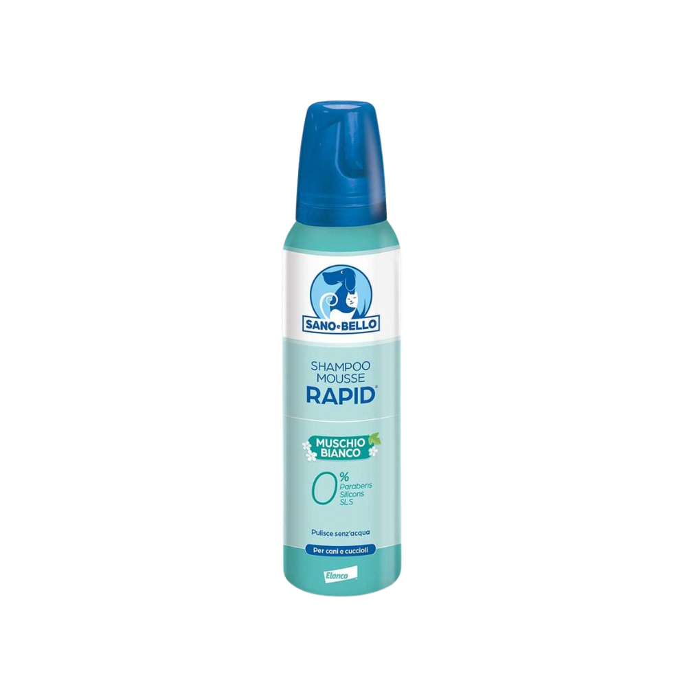 Sano e Bello - Shampoo Mousse Rapid Muschio Bianco per Cani e Cuccioli Confezione 300 Ml