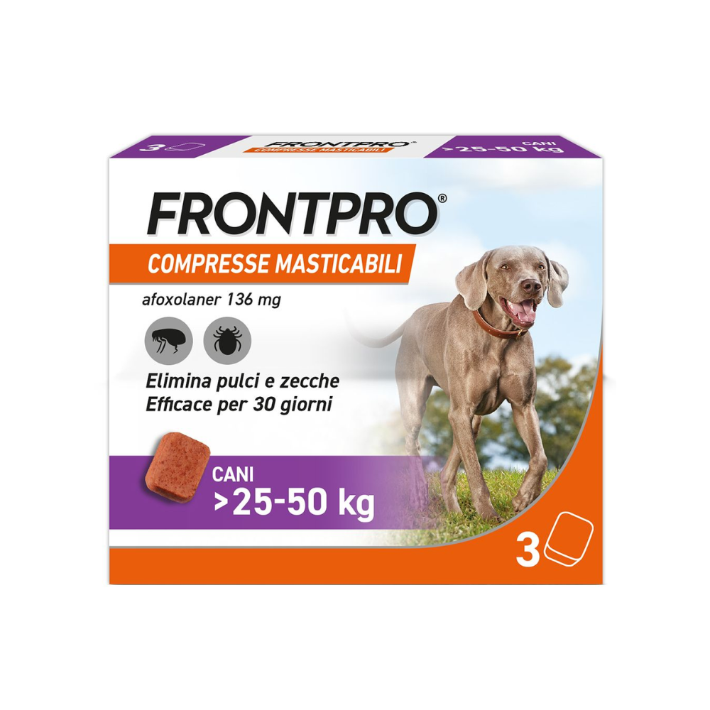 Frontpro - Antiparassitario Cane 25-50 Kg Confezione 3 Compresse Masticabili