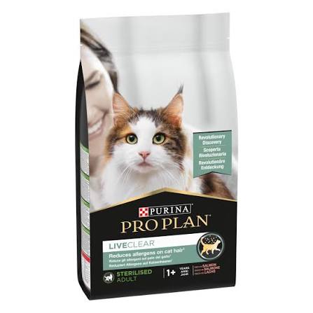 Purina - PRO PLAN LiveClear Crocchette per Gatti Sterilizzati Salmone Riduce gli Allergeni Confezione 1,4 Kg