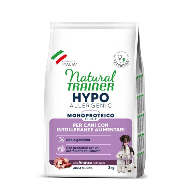 Natural Trainer - Hypoallergenic Monoproteico con Anatra Cani Adulti Confezione 3 Kg NOVITÀ