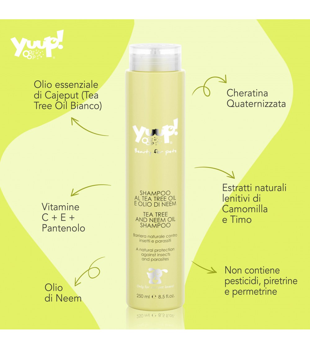 Yuup! - Shampoo Tea Tree Oil e Olio di Neem Azione Antiparassitaria Confezione 250 Ml