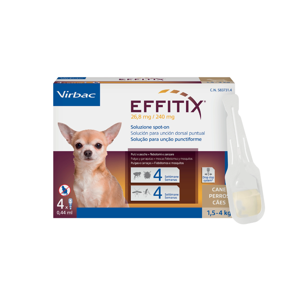 Virbac - Effitix Antiparassitario Spot On Toy Cani 1,5–4 Kg Confezione 4 Pipette