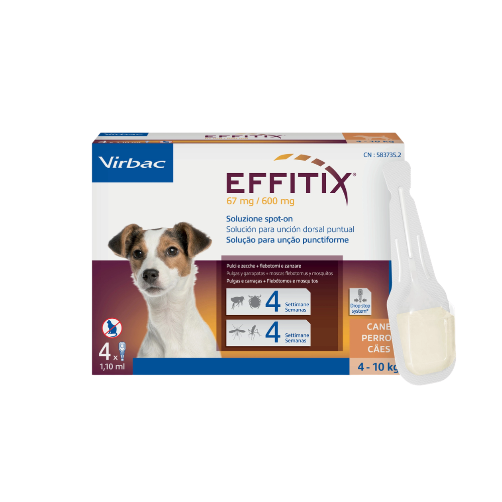 Virbac - Effitix Antiparassitario Spot On Small Cani 4–10 Kg Confezione 4 Pipette