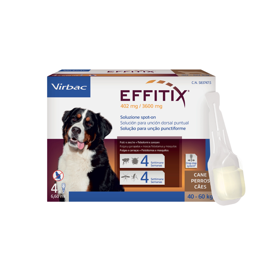 Virbac - Effitix Antiparassitario Spot On XL Cani 40–60 Kg Confezione 4 Pipette